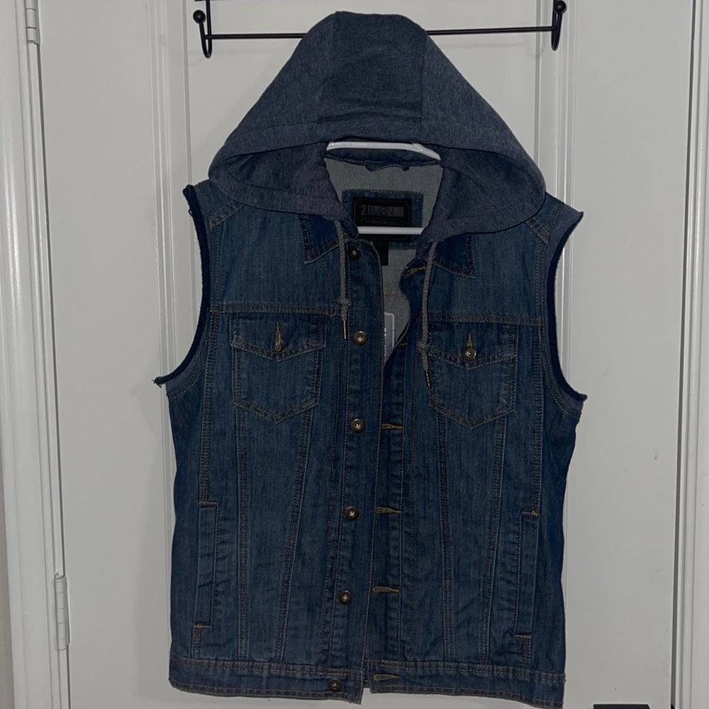 Denim Vest with Hoodie (Size-Small)